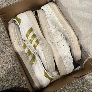 Adidas White and Gold Sneakers